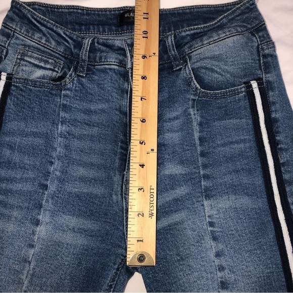 Black Label Size 5 28 Small Jeans Skinny Blue Raw Edge Stretch Racer Stripes - Picture 5 of 7